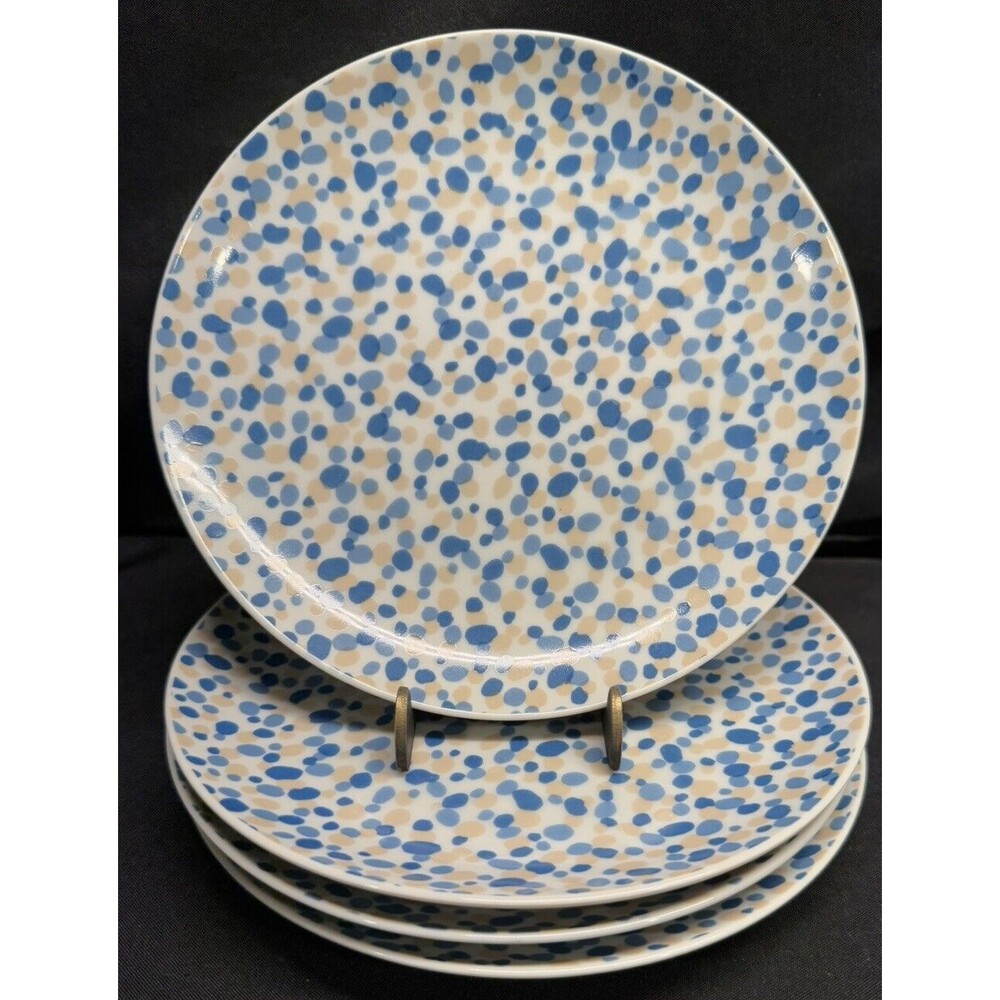 Set 4 Vintage Donghia For Tuscany Confetti Blue & Beige Bread Plates 7.5” Japan